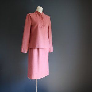 70's Mauve Wool Gaberdine Skirt Set for Joan Leslie by Kasper